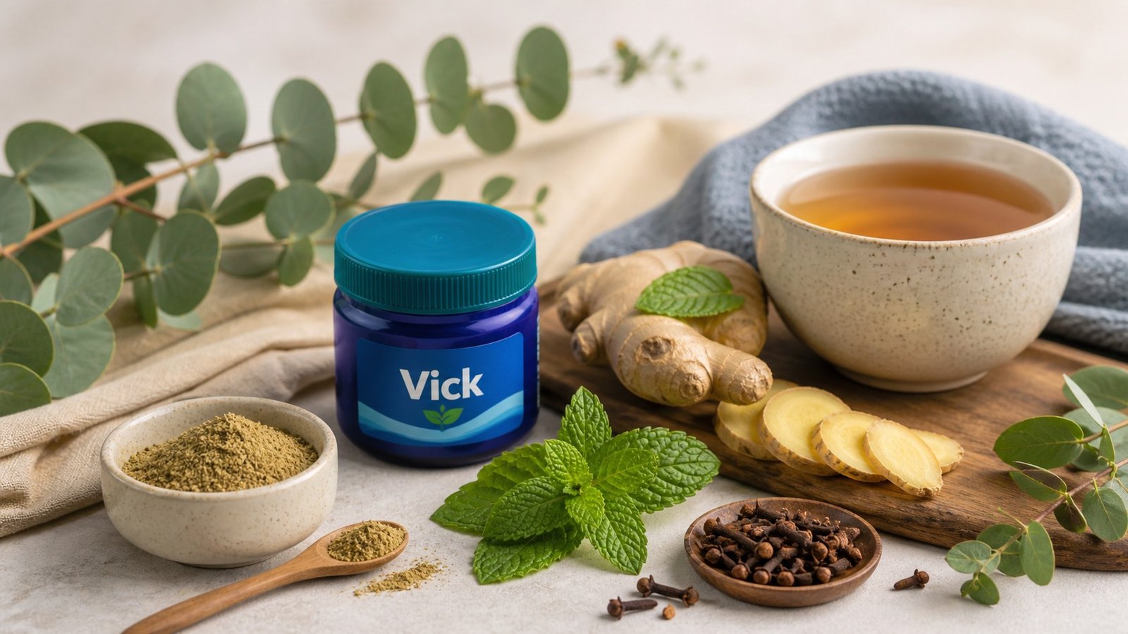 Natural method ingredients with Vicks and herbs